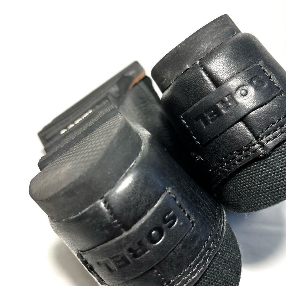 Sorel Joanie Black Suede and Laser Cut Leather Slide Mules - Picture 10 of 13